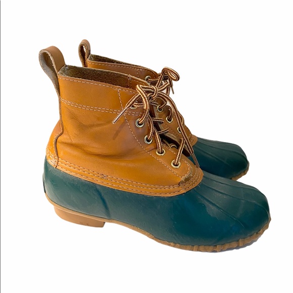Eddie Bauer Maine Leather Green Rubber Duck Boot Sz 6 - Picture 1 of 9